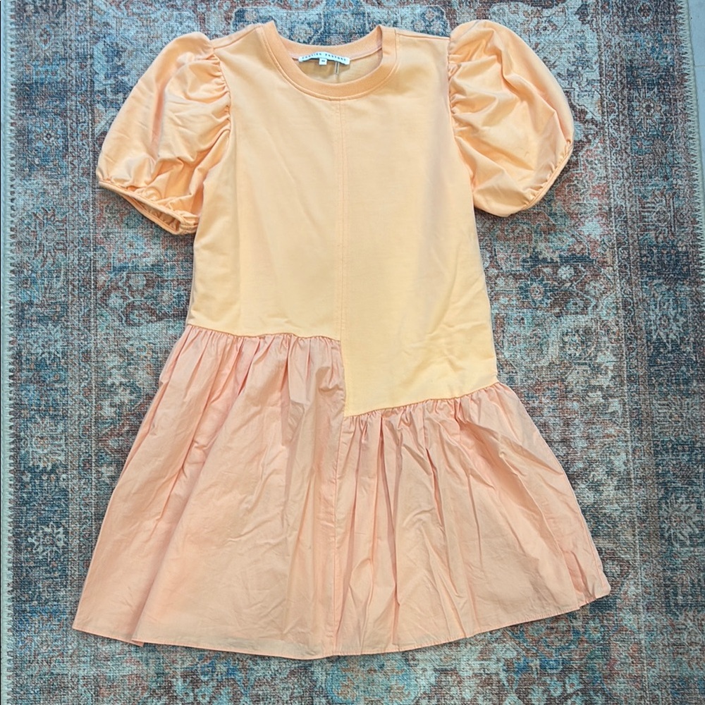 English Factory Orange Puff Sleeve Mini Dress